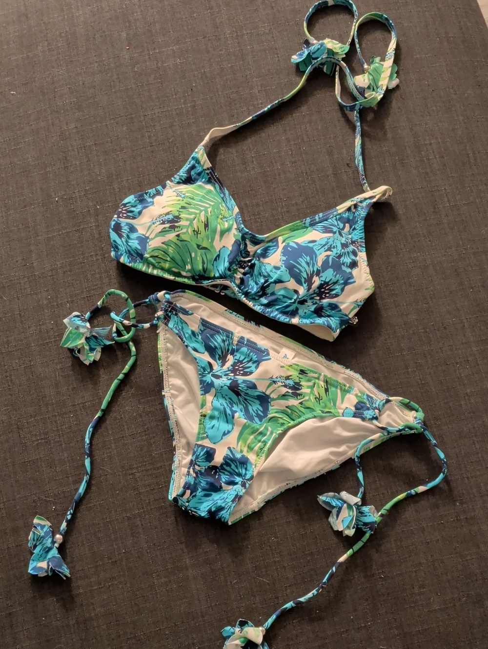 La Vie En Rose Blue & Green Floral Bikini Set